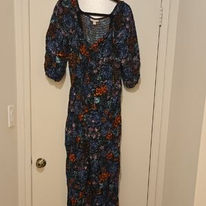 Knox Rose Floral Vneck Jumpsuit W/ Pockets Sz L